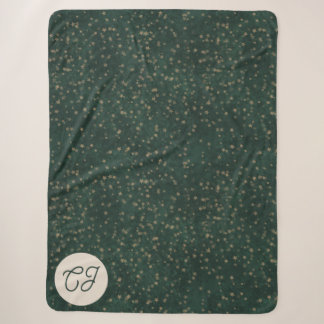 Manta Sherpa Elegante Monograma de Noche Estrellada Verde Bosqu