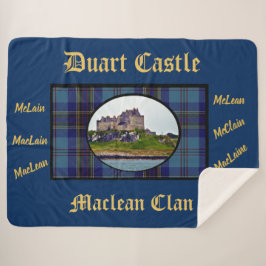 Manta Sherpa Elegante Navy & Gold Duart Castle MacLean Tartán