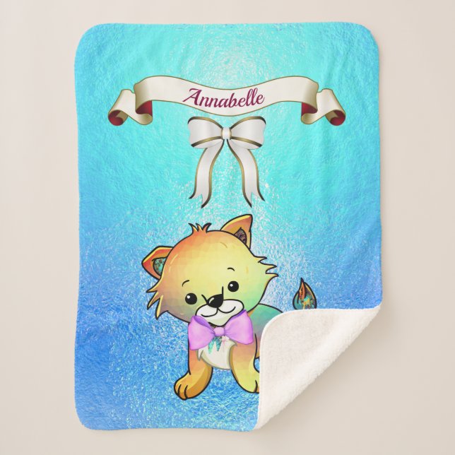 Manta Sherpa Elegante nombre de tigre Personalizado de cinta (Anverso)