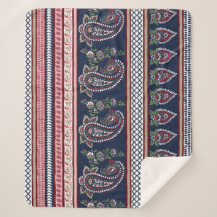 Manta Sherpa Elegante Paisley de la Marina: Diseño de Fronteras