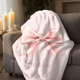 Manta Sherpa Elegante Pastel Rosa y Nombre Personalizado