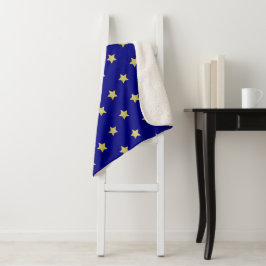 Manta Sherpa Elegante patrón de estrellas doradas y negras 