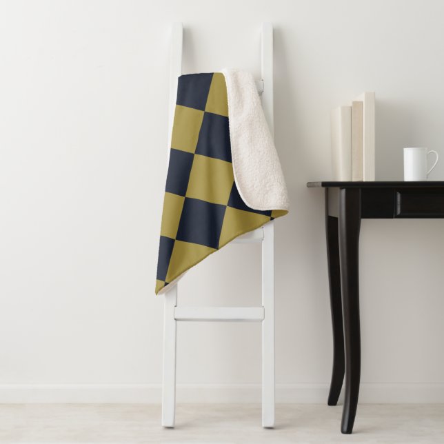 Manta Sherpa Elegante patrón de oro y diamantes azules de la ma (In situ)