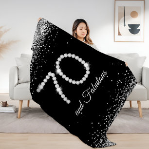 Manta Sherpa Elegante Purpurina plateado y diamantes 70 y fabul