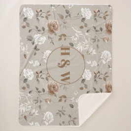 Manta Sherpa Elegante Rosa y Vine Pattern Sherpa Blanket