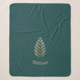 Manta Sherpa Elegante Verde Oro Pino Personalizado