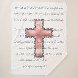 Manta Sherpa Elegante verso de la cruz rosa cristiana