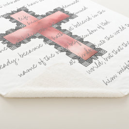 Manta Sherpa Elegante verso de la cruz rosa cristiana