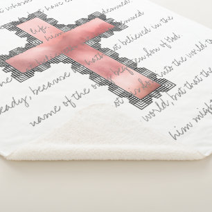 Manta Sherpa Elegante verso de la cruz rosa cristiana