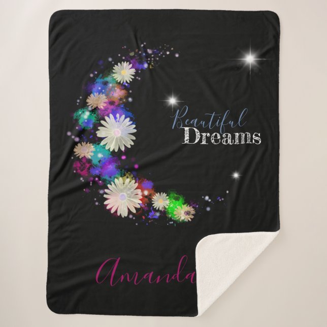 Manta Sherpa Elegantes daisias florales y acuarelas (Anverso)