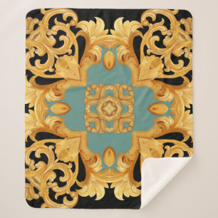 Manta Sherpa Elementos 3D del ornamento barroco dorado