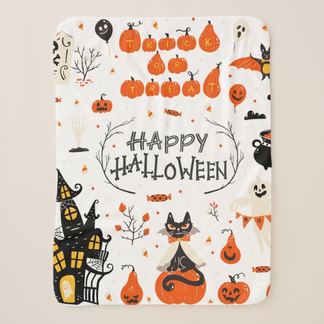 Manta Sherpa Elementos de diseño de Halloween. Clases de Hallow (Anverso)
