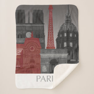 Manta Sherpa Elevaciones de París por la noche - rojo