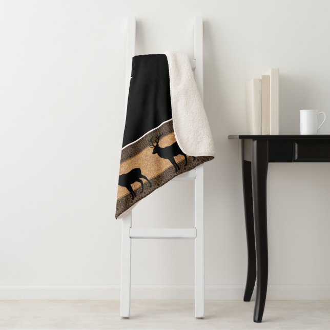 Manta Sherpa Elk Sherpa Blanket-Large-Black Yellowstone (In situ)