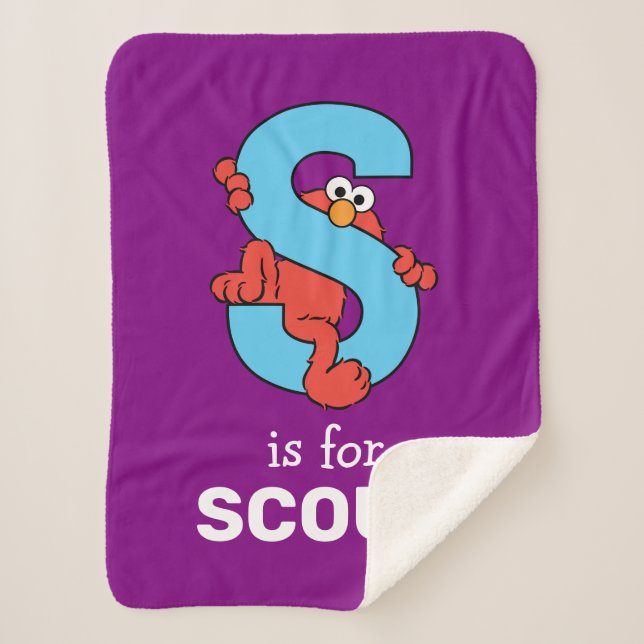 Manta Sherpa Elmo Alfabeto | S Azul (Anverso)