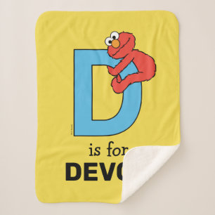 Manta Sherpa Elmo Alphabet   D Azul
