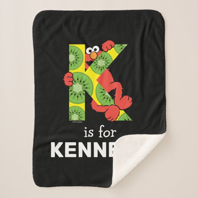 Manta Sherpa Elmo Alphabet | K Kiwi (Anverso)