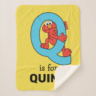 Manta Sherpa Elmo Alphabet   Q Azul