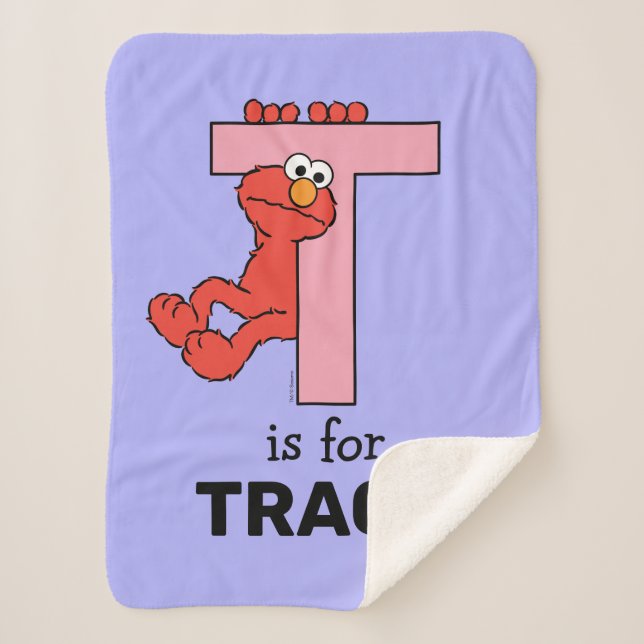 Manta Sherpa Elmo Alphabet | T Rosa (Anverso)