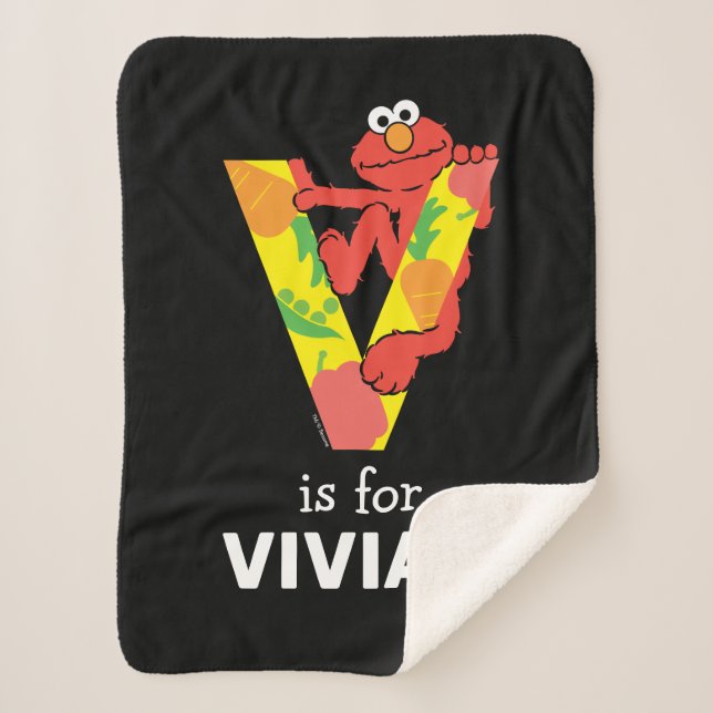 Manta Sherpa Elmo Alphabet | V Vegetable (Anverso)
