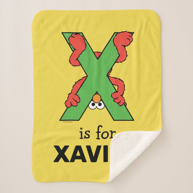 Manta Sherpa Elmo Alphabet | X Verde (Anverso)