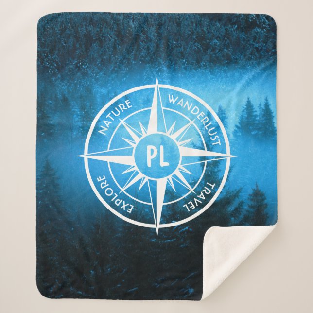 Manta Sherpa Emblema de la estrella de la brújula monograma nie (Anverso)