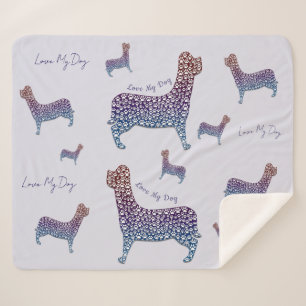 Manta Sherpa Embossed Indigo Gradient Paw Print Dog Outline
