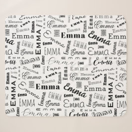 Manta Sherpa Emma Nombre personalizado blanco negro