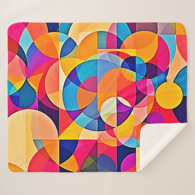 Manta Sherpa Emoción de color geométrico (Anverso (horizontal))