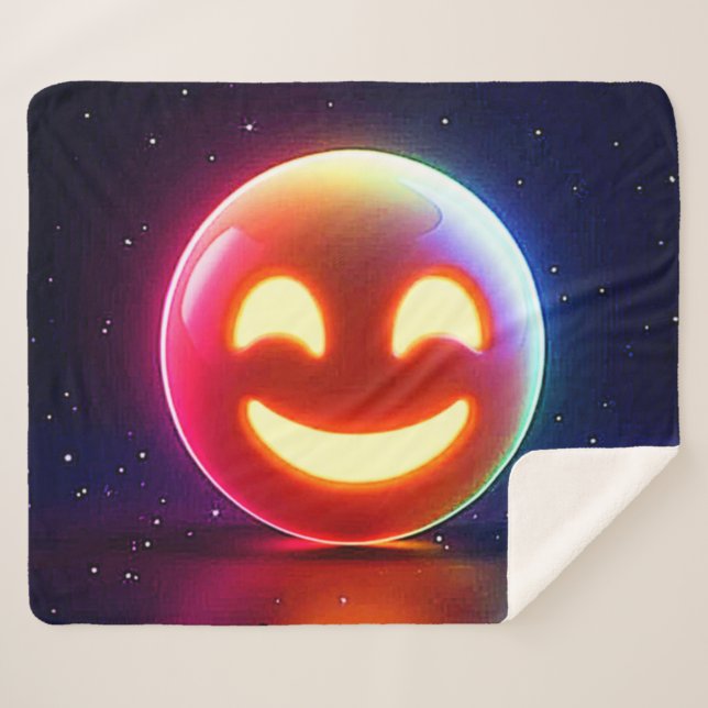 Manta Sherpa Emoji de orb feliz brillante (Anverso (horizontal))