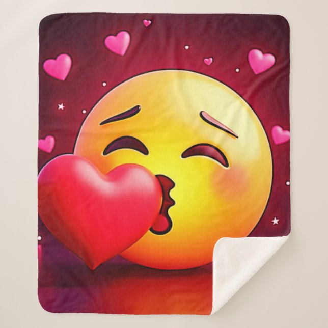 Manta Sherpa Emoji del corazón del beso dulce (Anverso)