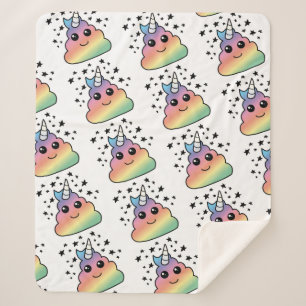 Manta Sherpa Emoji unicornio de arcoiris kawaii