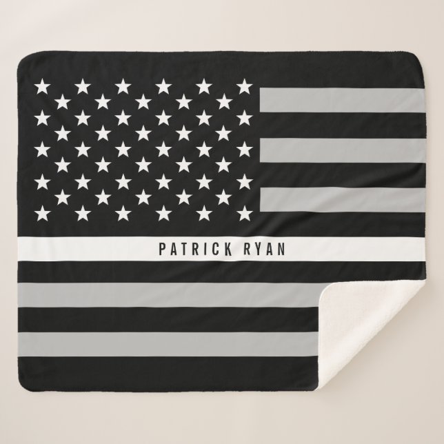 Manta Sherpa EMS Thin White Line American Flag Monograma Med. (Anverso (horizontal))
