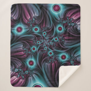 Manta Sherpa En profundidad Arte fractal rosa azul abstracto ab