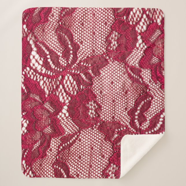 Manta Sherpa Encaje rojo: tela de jacquard elástica. (Anverso)