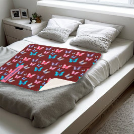 Manta Sherpa Encantadoras mariposas coloridas Personalizar nomb