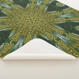 Manta Sherpa Energía verde y oro Geo Mandala Sherpa Blanket