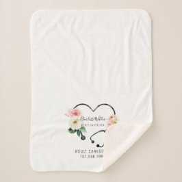 Manta Sherpa Enfermera Caregiver Estetoscopio Floral Promociona