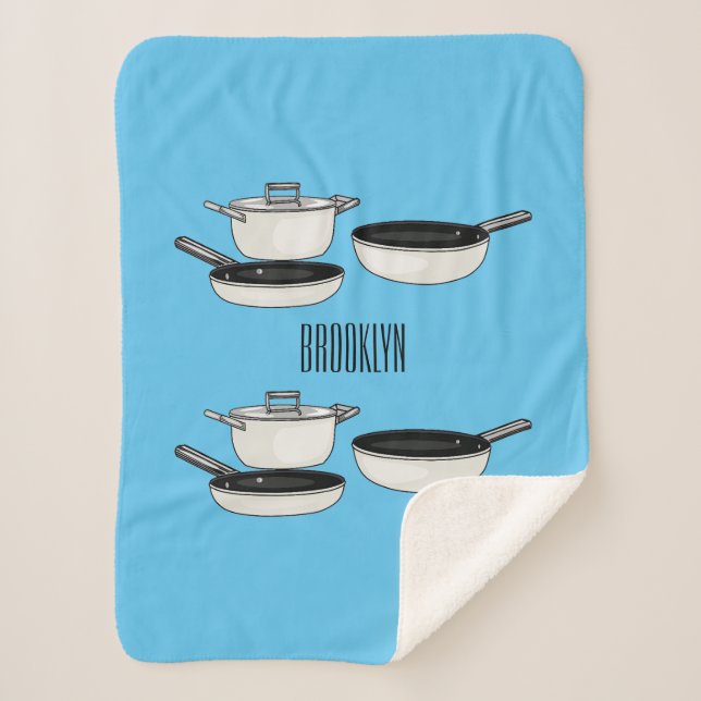 Manta Sherpa Equipo de cocina ilustracion personalizado (Anverso)