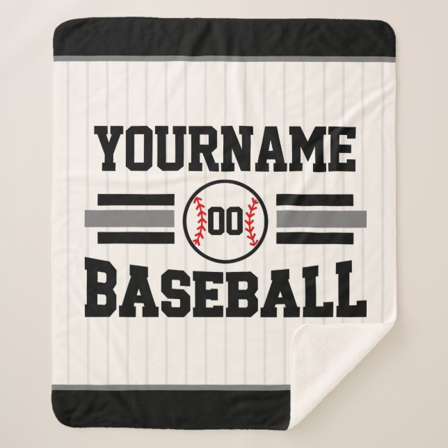 Manta Sherpa Equipo de NOMBRE del jugador de béisbol retro pers (Anverso)