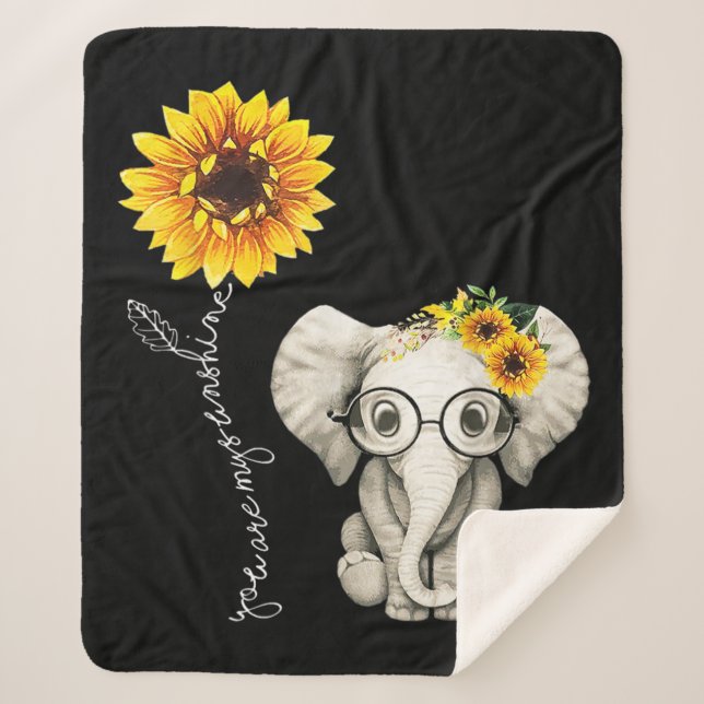 Manta Sherpa Eres Mi Elefante Hippie Sunflower Sunshine (Anverso)