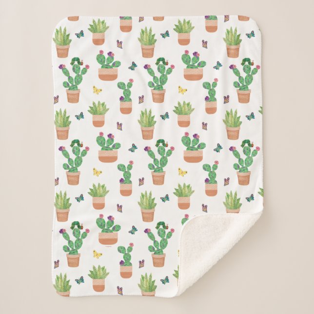 Manta Sherpa Eric Carle | oruga, cactus y mariposa Pa (Anverso)