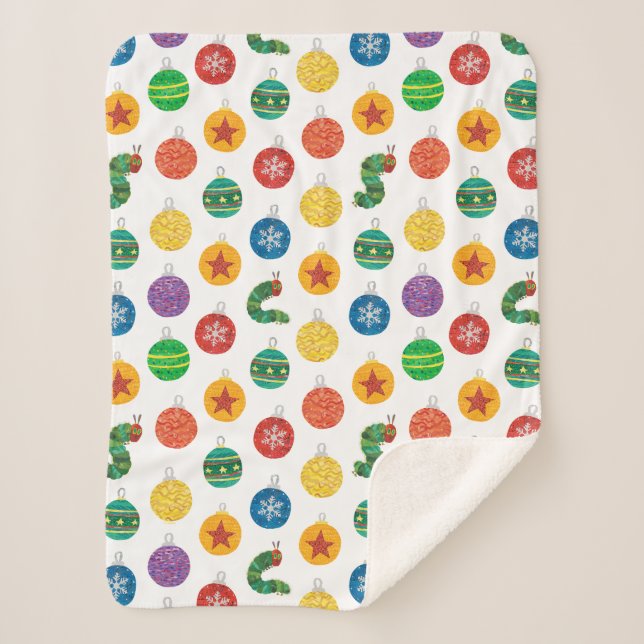 Manta Sherpa Eric Carle | Patrón de Navidades de oruga (Anverso)