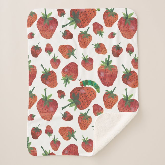 Manta Sherpa Eric Carle | Patrón de oruga y fresa (Anverso)