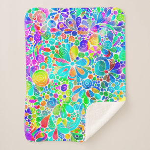 Manta Sherpa Esbozo de arte de fantasía - Flores abstractas 2