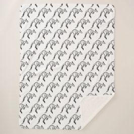 Manta Sherpa Esbozo de canguro en blanco y negro