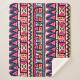 Manta Sherpa Esbozos tribales: patrón azteca dibujado a mano.