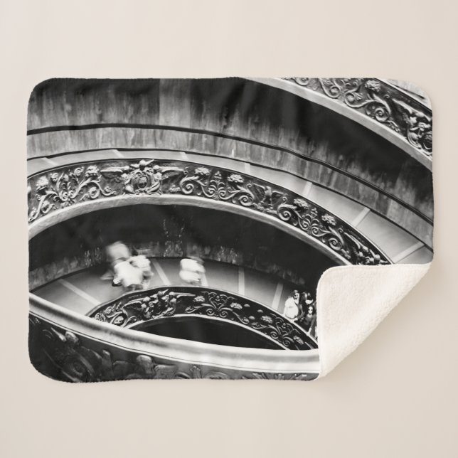 Manta Sherpa Escalera espiral romana en blanco y negro (Anverso (horizontal))