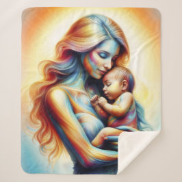 Manta Sherpa Escena brillante de madres y niños de origen divin