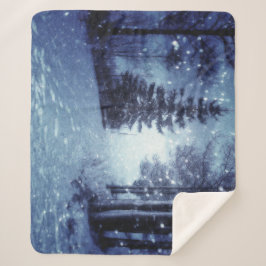 Manta Sherpa Escena de invierno del bosque mágico iluminado por